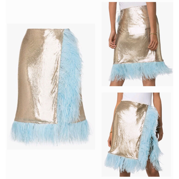 CHRISTOPHER KANE runway feather-paneled chainmail skirt nwt $3,227 it-46 / us-8 - Picture 6 of 14